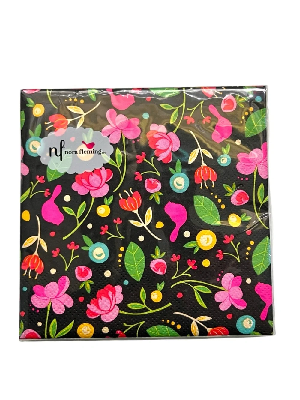 Nora Fleming Floral and Bird Pattern Cocktail Napkins Bundle of 7